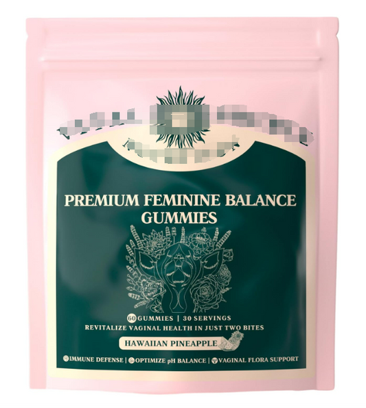 Premium Feminine Balance Gummies for Women Wellness Vegan Gluten Free Halal Hawaiian Pineapple