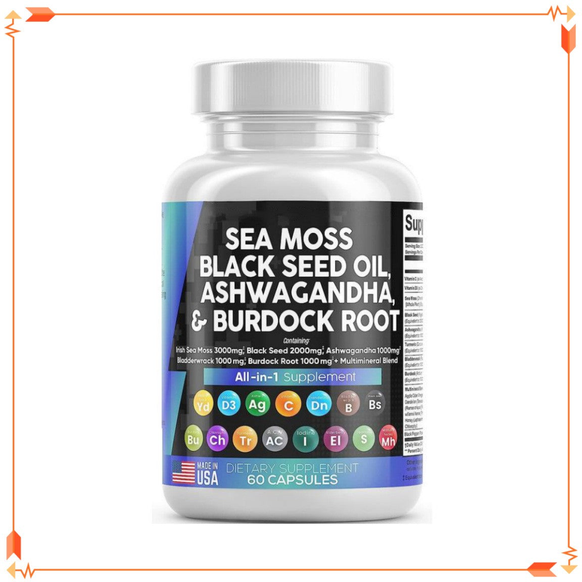 OEM Herbal Supplements Sea Moss Capsules Black Seed Oil Turmeric Bladderwrack Burdock Complex Seamoss Capsule