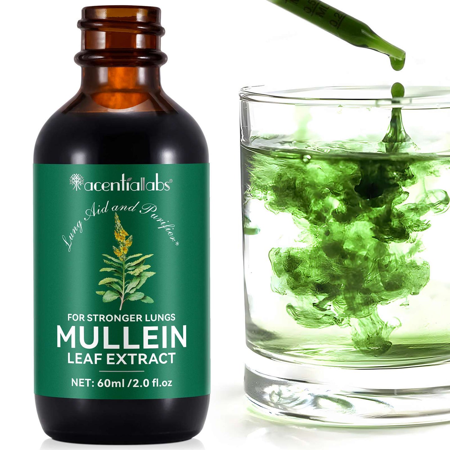 Acentiallabs 60ml mullein leaf liquid herbal extract drops mullein leaf extract