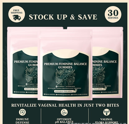Premium Feminine Balance Gummies for Women Wellness Vegan Gluten Free Halal Hawaiian Pineapple