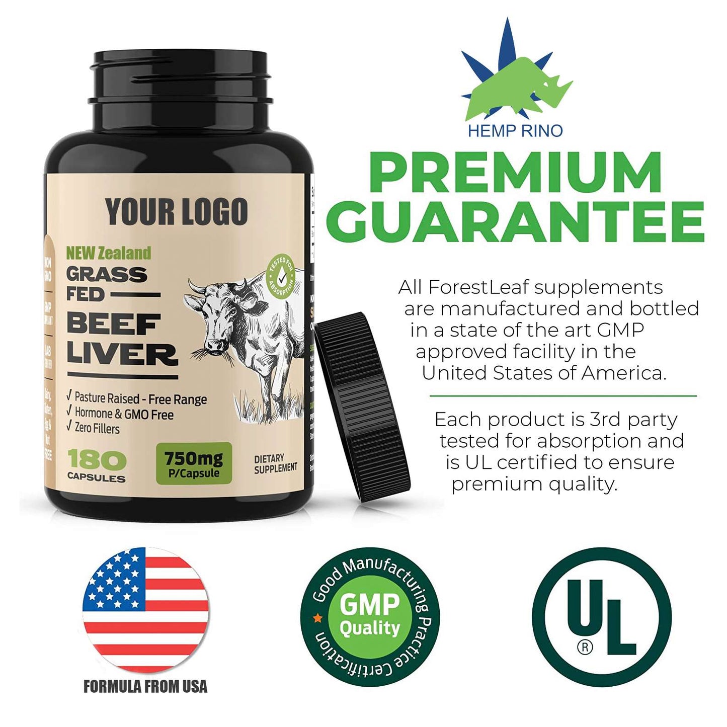 High Absorption New Zealand Grassfed Beef Liver Supplement Capsule Natural Vitamin B12 CoQ10 Sports Nutrition