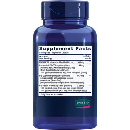 NAD+ Cell Regenerator and Resveratrol Elite NIAGEN nicotinamide  NAD Capsules 30 Vegetarian Capsule