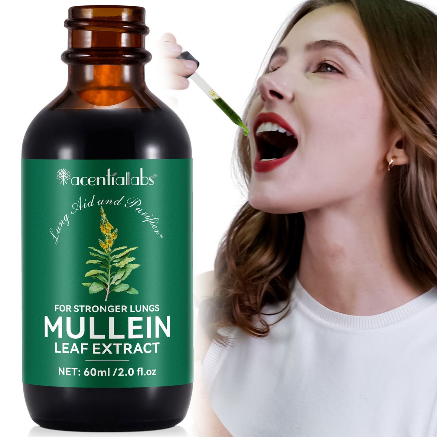 Acentiallabs 60ml mullein leaf liquid herbal extract drops mullein leaf extract
