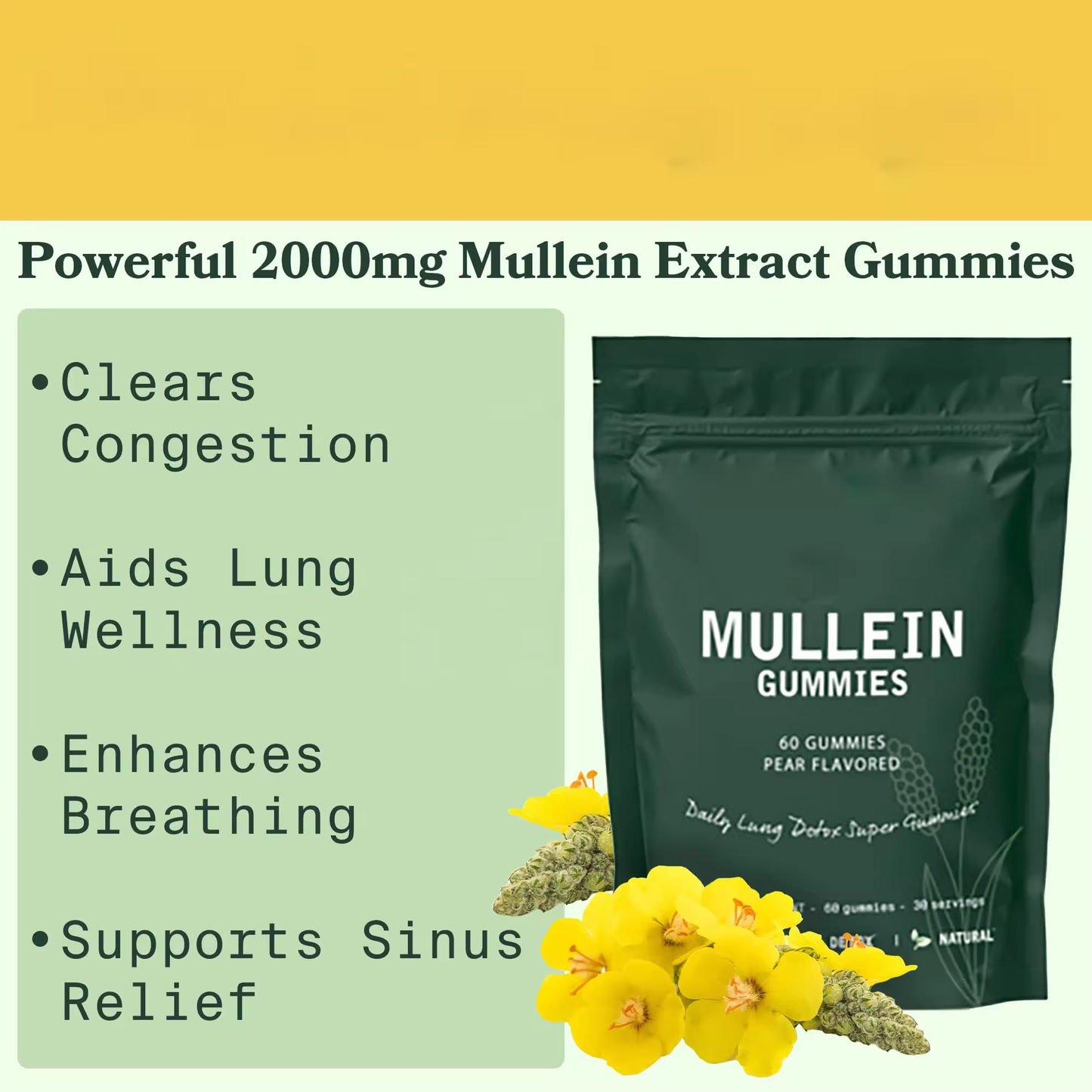 Wholesales 1000mg Mullein Gummies Daily Respiratory Health Gummies
