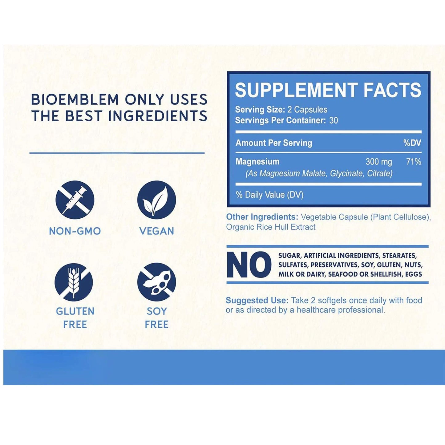 private label Vegan Triple Magnesium Complex capsules 300mg Magnesium Glycinate Malate Citrate Capsules