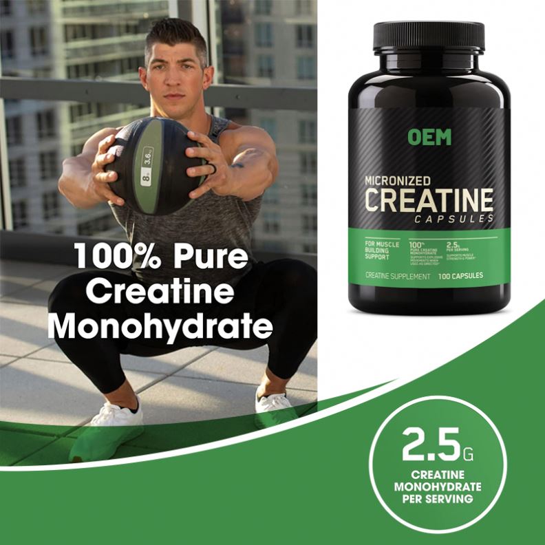 OEM/ODM Creatine Nutritional Supplements Micronized Creatine Monohydrate Capsules For Keto Friendly