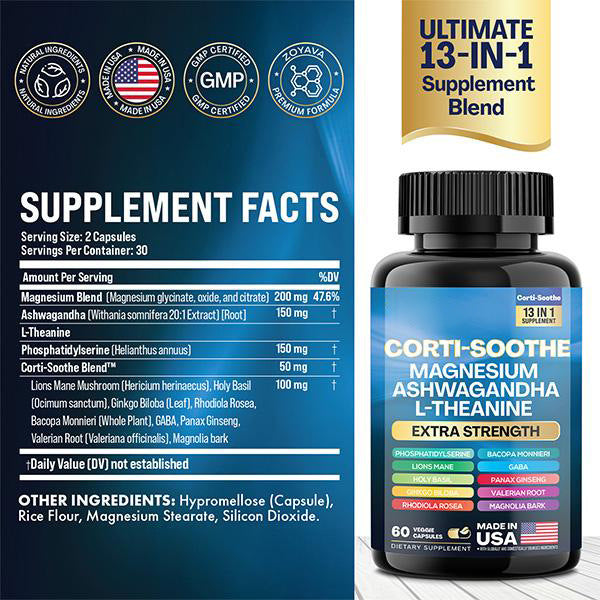 Wholesale Price corti-soothe Magnesium Ahwagadha L-Theanine Capsules