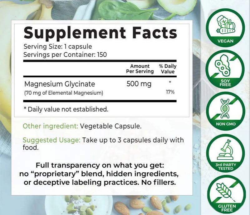 Beton Supply Pure Bulk Food Grade Glycine Magnesium Halal Powder 400mg 500mg Supplement 60 90 4-in-1 Complex Capsules