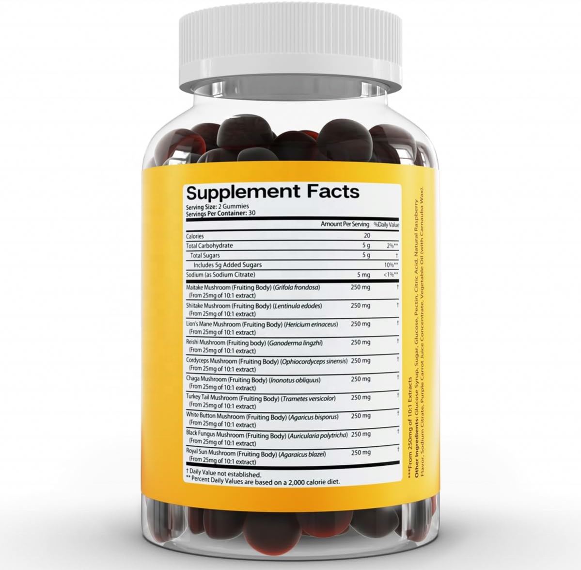 Wholesaler Price OEM 60pcs Mushroom Complex Gummies 10 Blend Mushroom