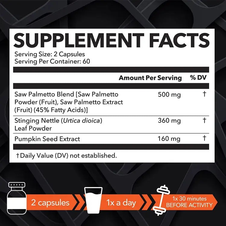 Prostate Supplement,Saw Palmetto 30 Herbs,Reduce Frequent Urination Herbal Extract Health Supplements Capsule