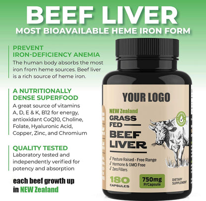 High Absorption New Zealand Grassfed Beef Liver Supplement Capsule Natural Vitamin B12 CoQ10 Sports Nutrition