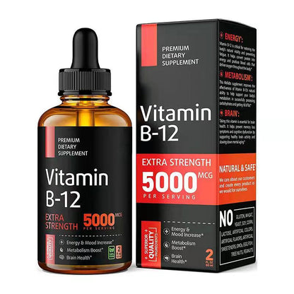 Maximum Absorption Formula Vitamin B12 Liquid Drops Sublingual 5000mcg Methylcobalamin Supplements for Women and Men B12 Vitamin