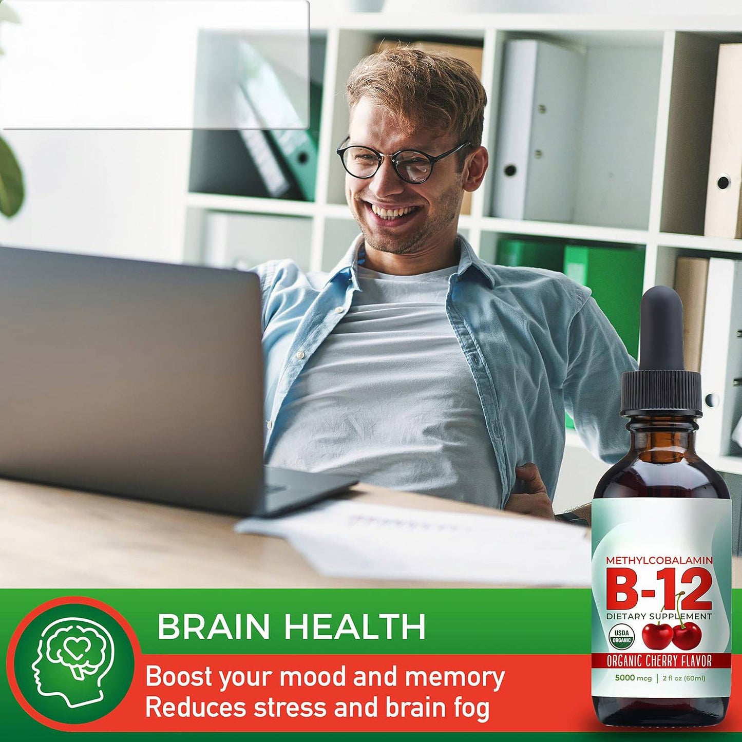 OEM Natural Organic CHERRY FLAVOR Sublingual Extra Strength 5000 mcg Methylcobalamin Vitamin B12 Liquid Drops