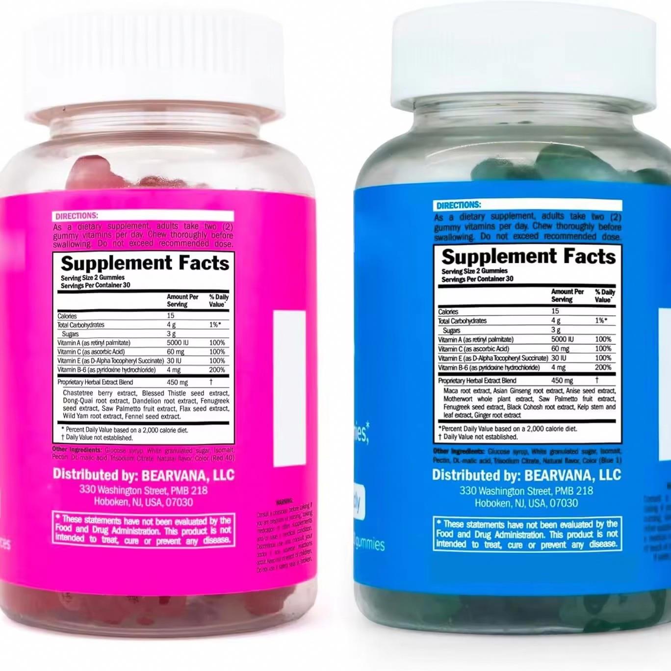 Private Label Berry Gummies Gummy Bear With Vitamins For Women Health Support Vegan Sugar-free Halal Beauty Gummies