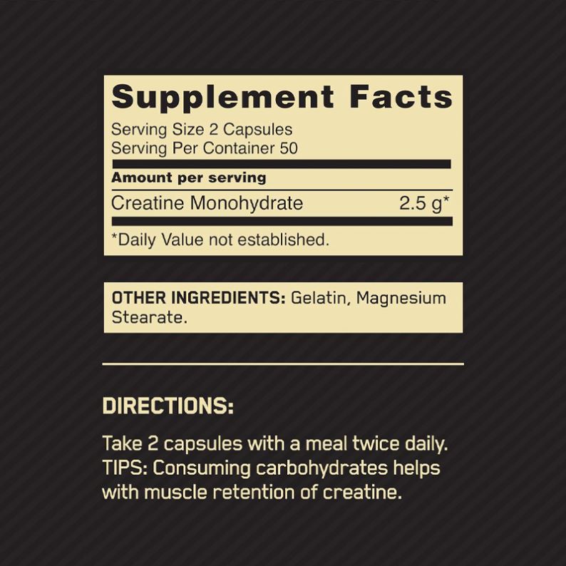 OEM/ODM Creatine Nutritional Supplements Micronized Creatine Monohydrate Capsules For Keto Friendly