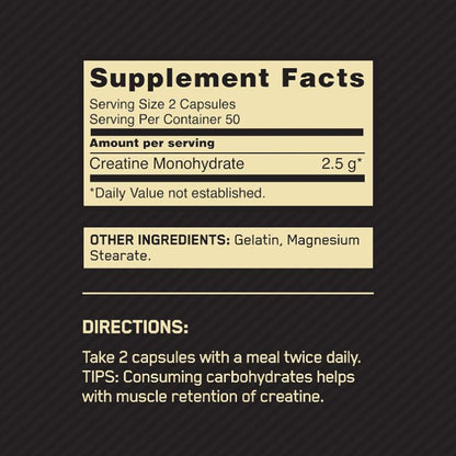 OEM/ODM Creatine Nutritional Supplements Micronized Creatine Monohydrate Capsules For Keto Friendly