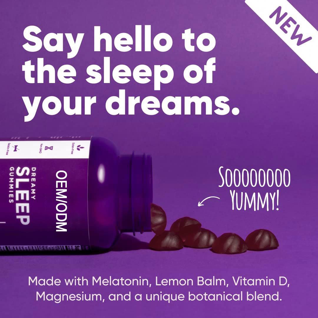 OEM Melatonin Sleep Gummy Sleep supplement improves sleep quality,organic materials non-gmo
