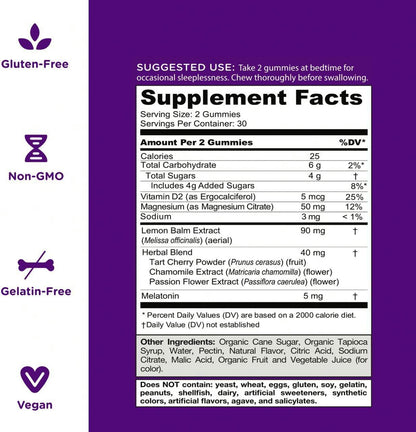 OEM Melatonin Sleep Gummy Sleep supplement improves sleep quality,organic materials non-gmo