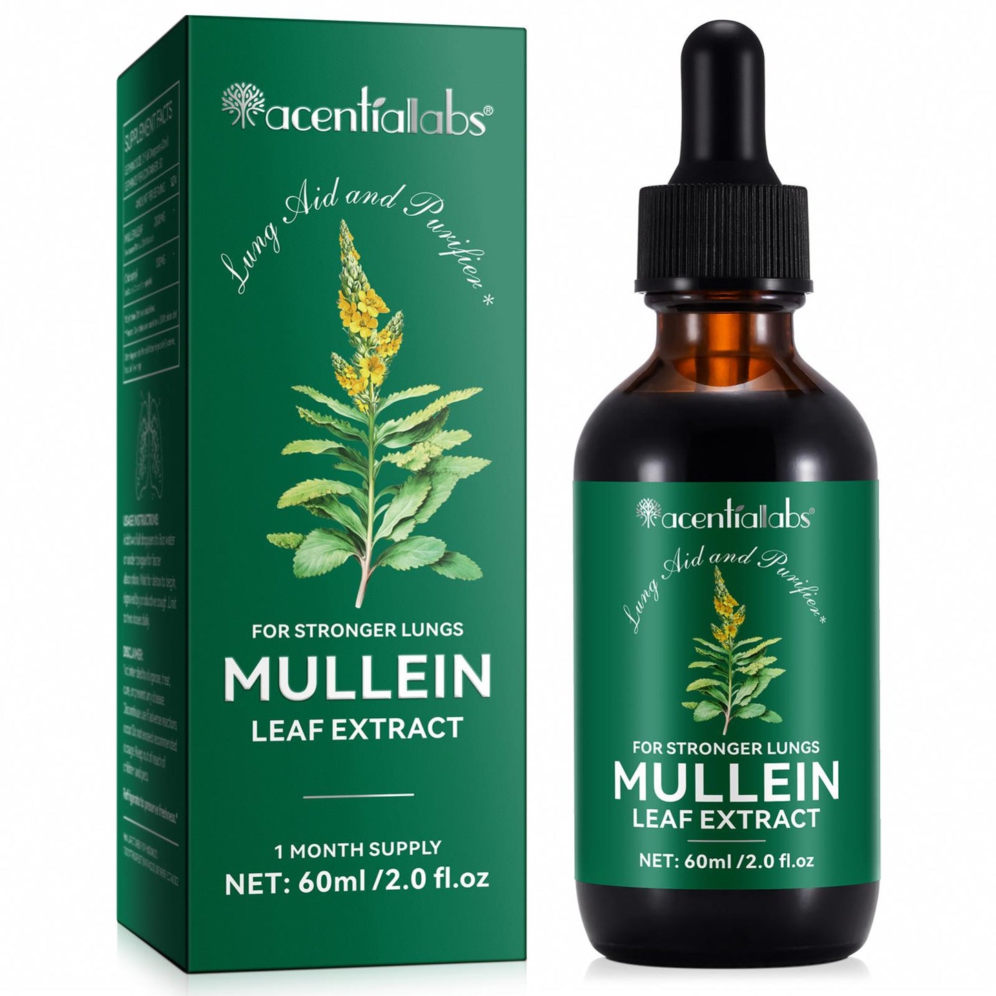Acentiallabs 60ml mullein leaf liquid herbal extract drops mullein leaf extract